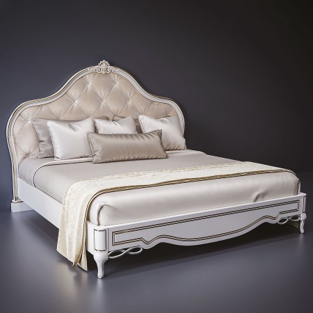 Wooden double bed with soft headboard "Francesca" 160x200