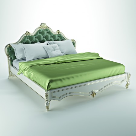 Wooden double bed with decorative carving "Roksolana" 160x200 