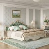 Wooden double bed with decorative carving "Roksolana" 160x200 