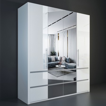 Four-door wardrobe 220x190x60.3 Naples